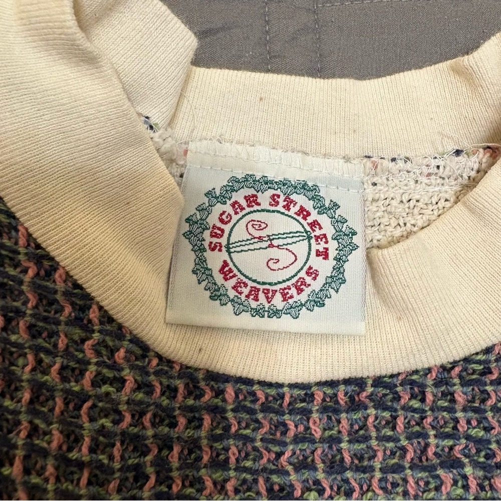VINTAGE Sugar Street Weavers Sweatshirt Cat Tapestry Crewneck Kitty Sweater - Picture 13 of 16